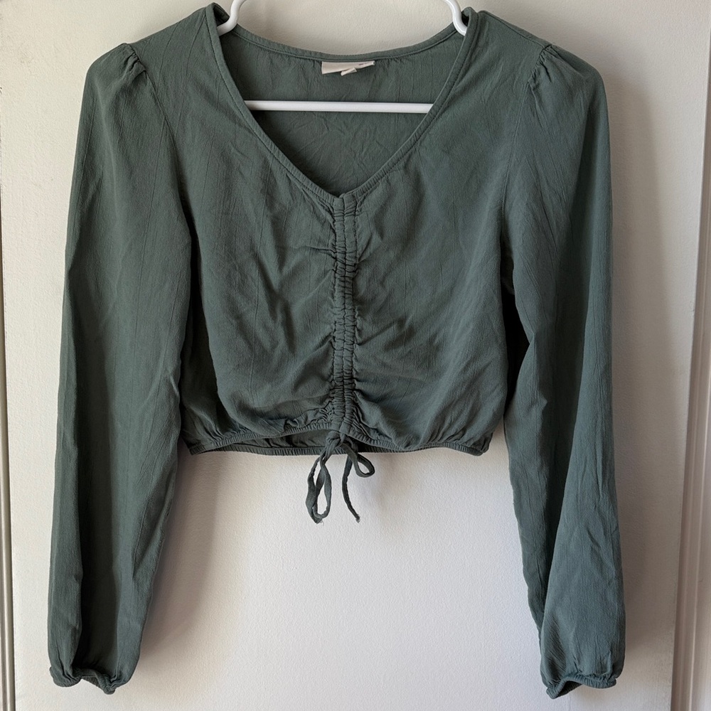 SO Sage Green V-Neck Blouse